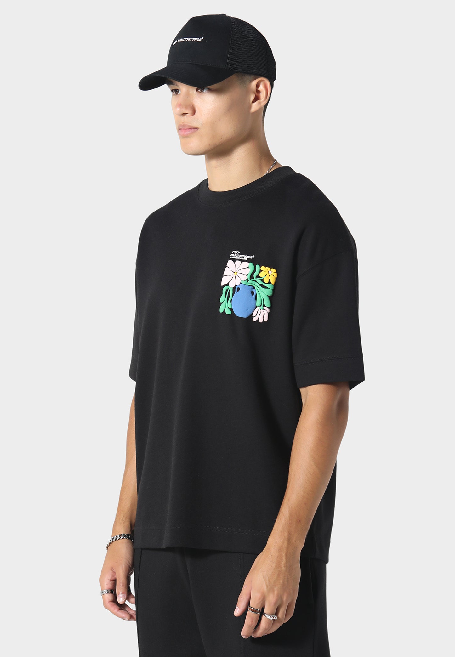 Hikari Bloom Black T-Shirt