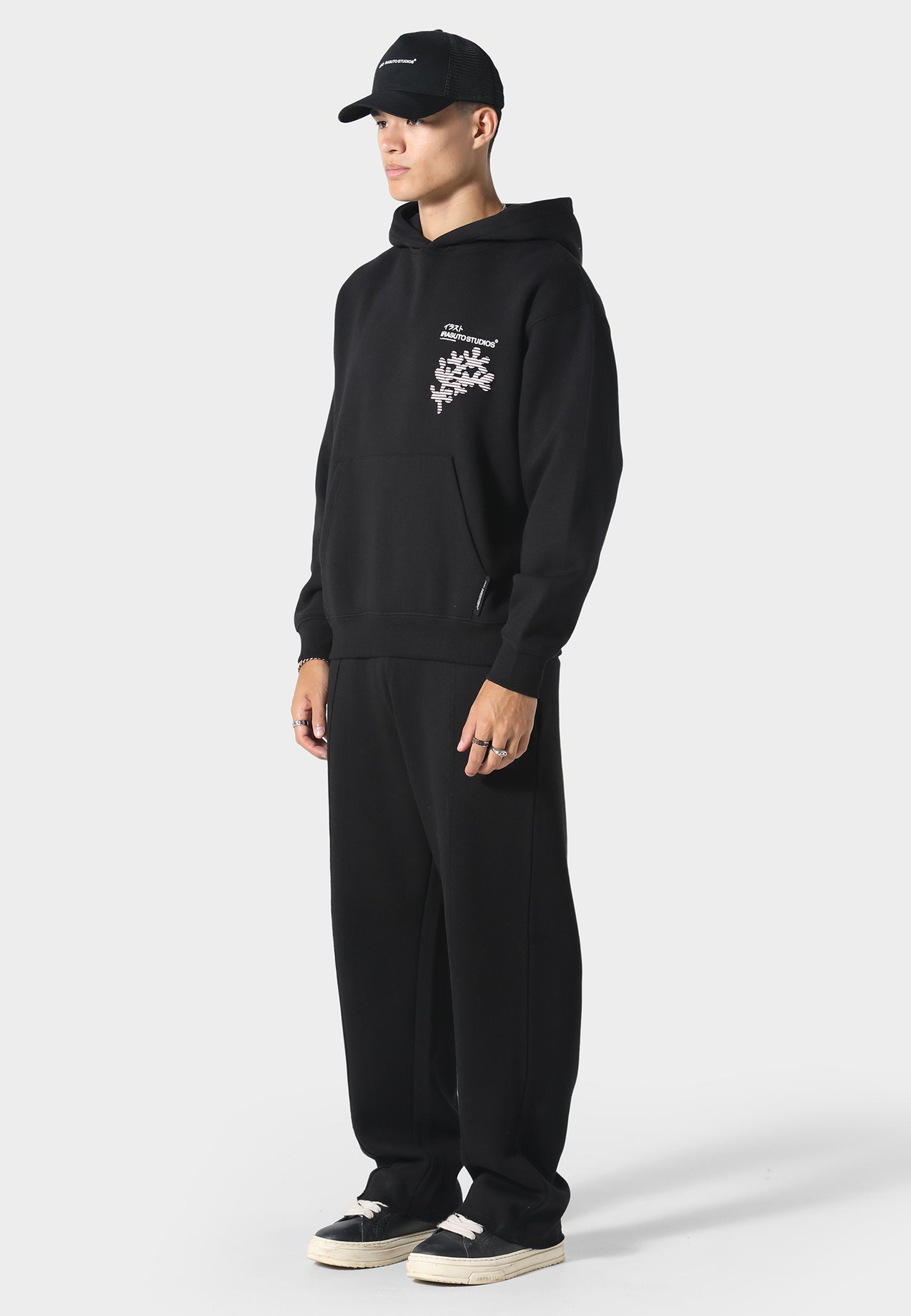 Sakura Wave Black Hoodie