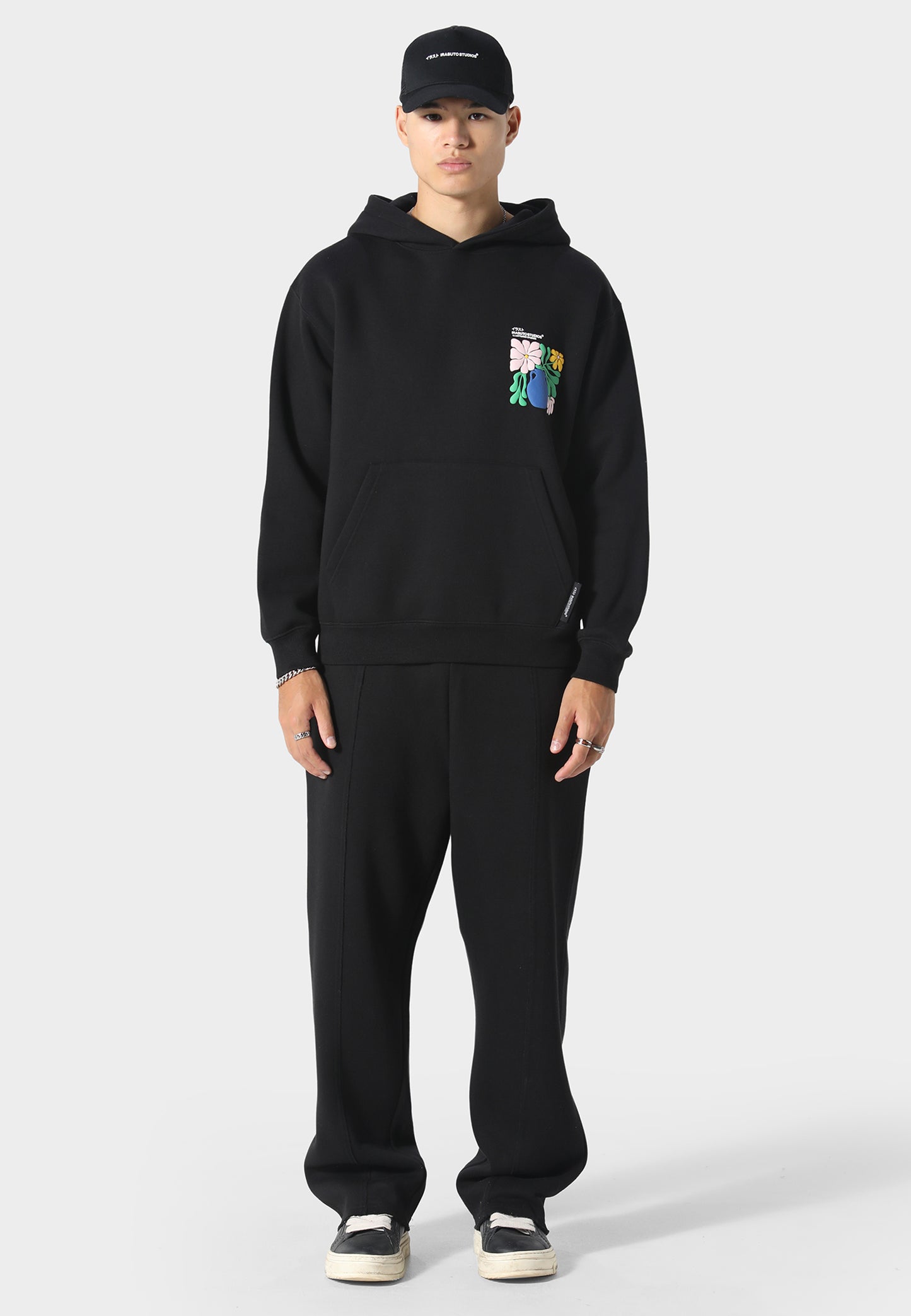 Hikari Bloom Black Hoodie
