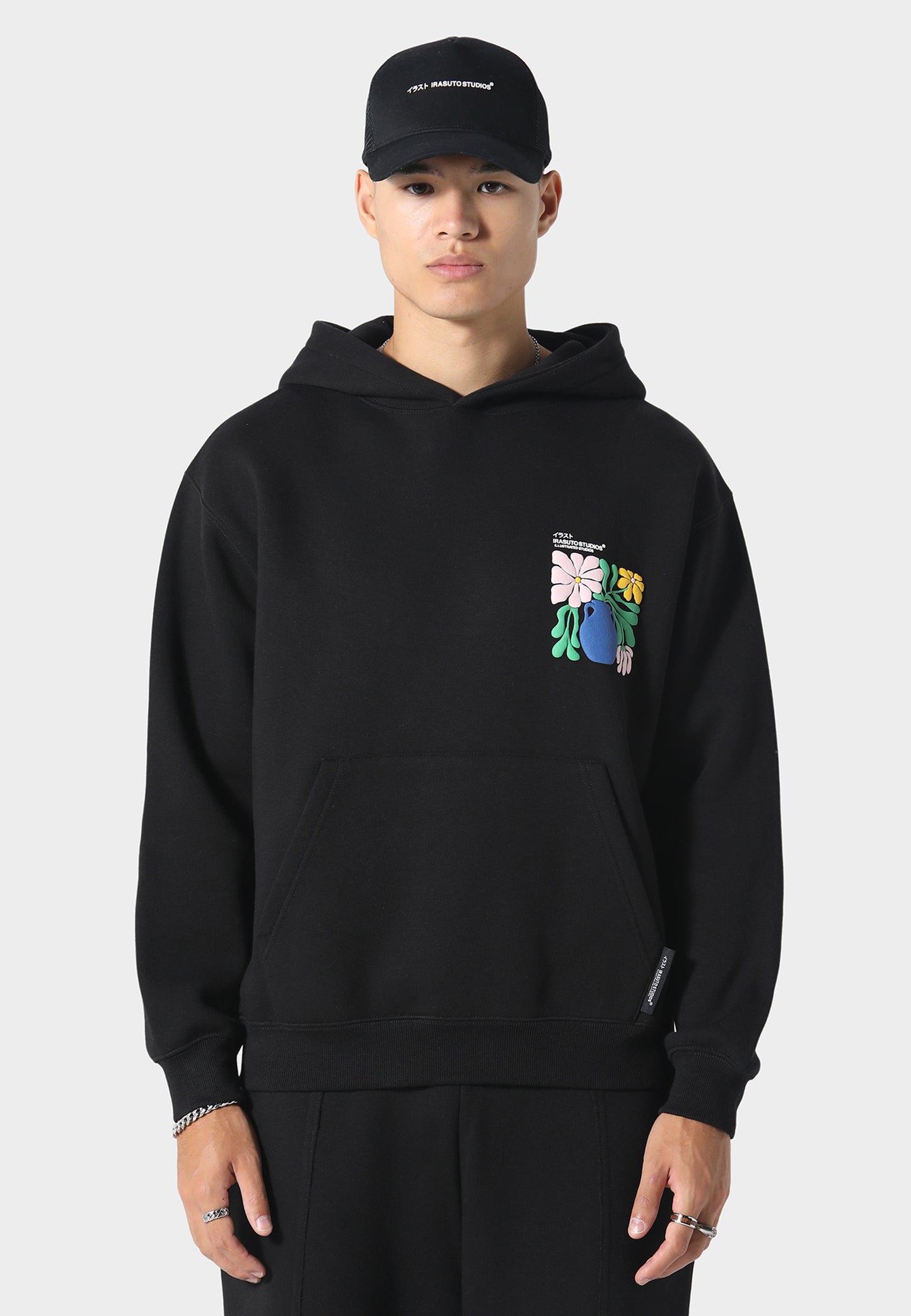 Hikari Bloom Black Hoodie