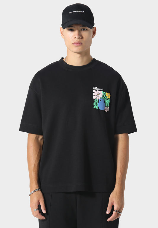Hikari Bloom Black T-Shirt