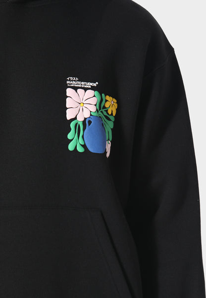 Hikari Bloom Black Hoodie