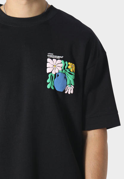 Hikari Bloom Black T-Shirt