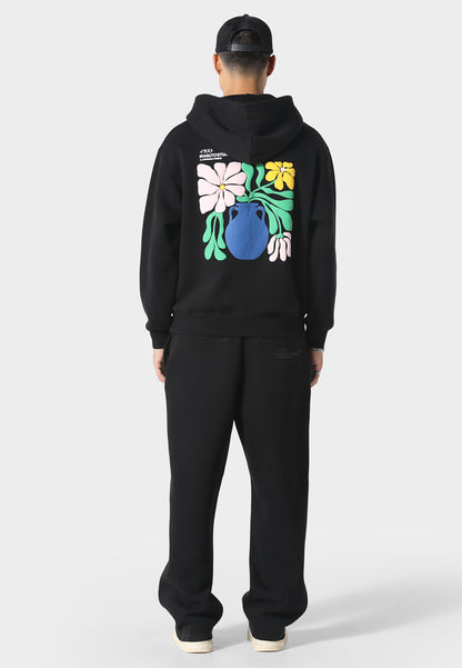 Hikari Bloom Black Hoodie