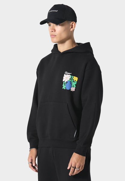 Hikari Bloom Black Hoodie