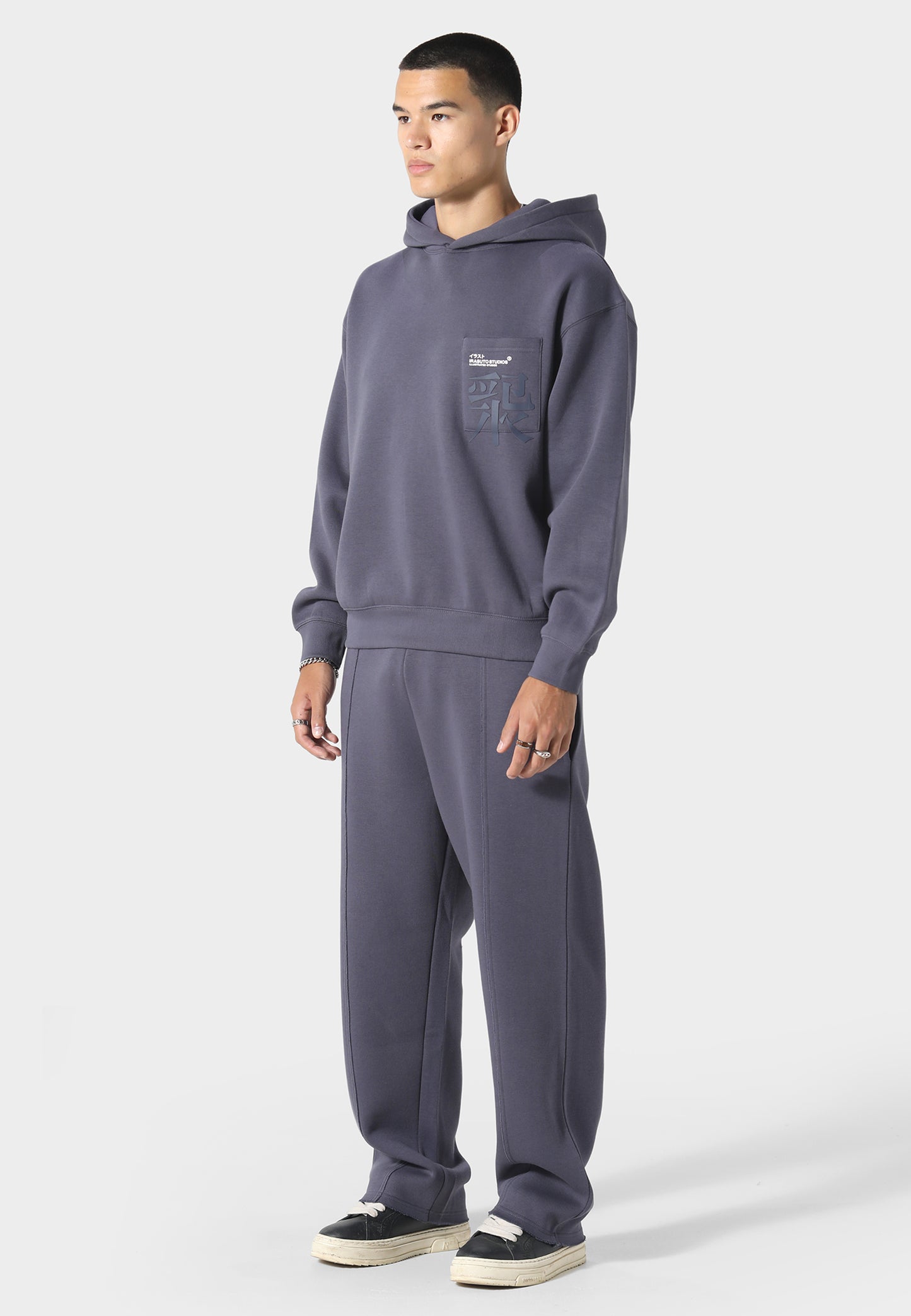 Typo Sea Blue Hoodie