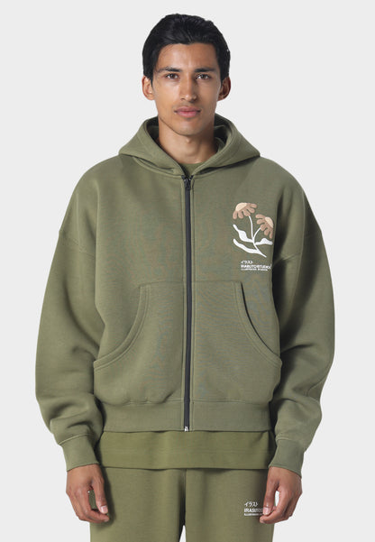 Yuki Zip Hoodie Peat Moss