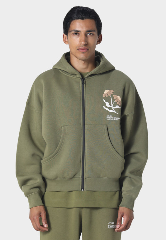 Yuki Zip Hoodie Peat Moss